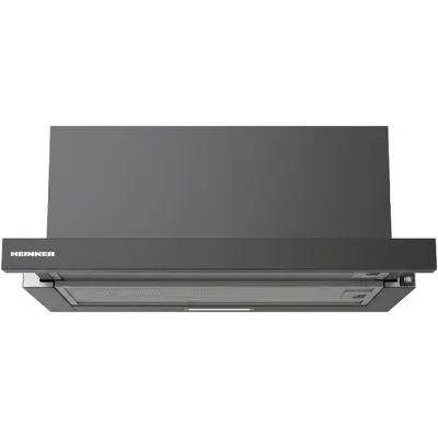 Produktbild von Heinner HTCH-MD600GBK Einbau-Dunstabzugshaube 60 cm, 630 m³/h, 3 Stufen, 215 W, Schwarzes Glas