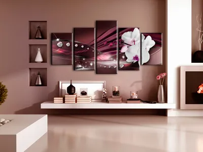 Produktbild von Akustikbild Orchidee Abstrakt 200x100 cm Bilder Akustikschaum Hochleistungsschallabsorber Schallschutz Leinwand 5 tlg Wandbild Raumakustik Schalldämmung b-A-0097-b-o