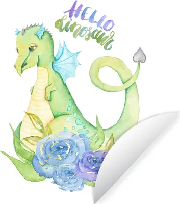 Produktbild von MuchoWow® Runde Wandtattoo - Wandsticker Tapete Aufkleber Dinosaurier - Kinderzimmer - Flügel - Jungen - Mädchen - Kinder Ø 50 cm Selbstklebend und Repositionierbar - Wandaufkleber - Kreis - Wand Kreis - Wand Bild - Foto Tapete - Selbstklebende - Wohnzimmerdekoration - Wand Dekoration - Kinderzimmer