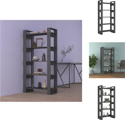 Zdjęcie produktu dla vidaXL Regał/przegroda do pokoju szary 80x35x160 cm lite drewno - Regały i biblioteczki
