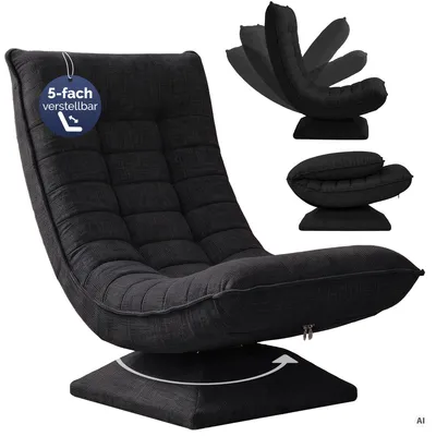 Produktbild von CASARIA Relaxsessel mit verstellbarer Rückenlehne Schwarz, KI-generiertes Bild