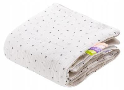 Obrázek produktu pro Jukki dětská deka 55x75 cm oboustranná – s výplní a senzorickými stužkami – Little Stars Muslin & Ecru Velvet