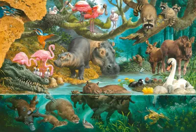 Produktbild von 100 Teile Schmidt Spiele Kinder Puzzle Tierfamilien am Ufer 56306