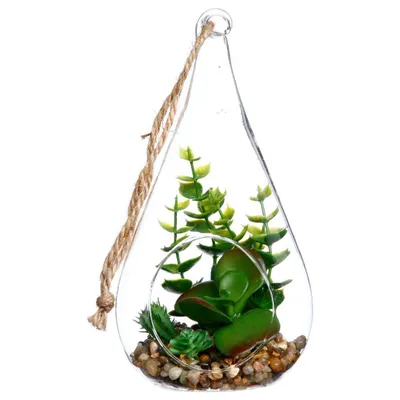 Produktbild von Künstliche hängepflanze zementtopf h19,5cm - Atmosphera créateur d'intérieur