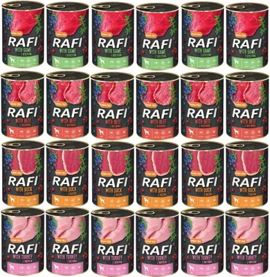 Produktbild von Dolina Noteci Rafi mit Truthahn  Preiselbeeren und Heidelbeeren - Nassfutter für Hunde - 400g