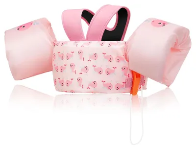 Obrázok produktu pre Plavecké pomôcky MoKo pre deti, plavecké kruhy/vesty, 9-23 kg, ružové, motív veľryby – vhodné pre deti s hmotnosťou 20-50 libier