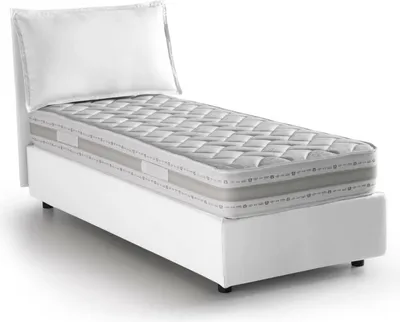 Produktbild von Einzelbett Dloset, Containerbett mit Stoffbespannung, 100%  Italy, Frontöffnung, mit Matratze Cm 90x190 enthalten, Weiß
