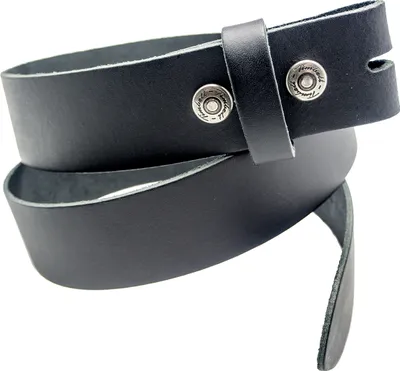 Produktbild von Ledergürtel für Schnallen - Druckknopf Gürtel schwarz - Wechselgürtel Western 115 cm