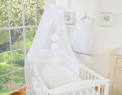 Image de Baldachin pour lit de bébé en tulle blanc avec grand nœud épais