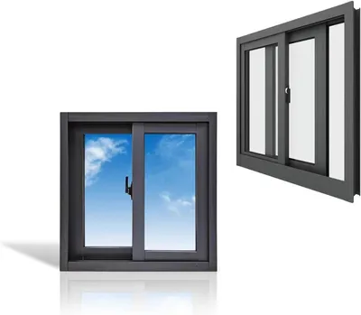Produktbild von Horizontales Aluminium-Schiebefenster mit F-Halterung und gehärtetem Glas, 55,9 - 127,7 cm breit, für Keller, Belüftung, Innenbereiche und Flure, schwarz, 71,1 x 48,3 cm