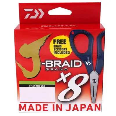 Produktbild von DAIWA J-Braid Grand X8 Chartreuse 270 m 0,13 mm 8,5 kg inklusive Vorfachschere