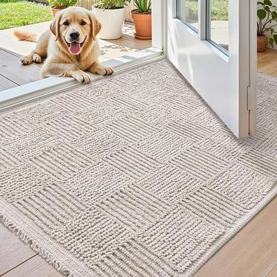 Produktbild von Unyqoos® Waschbare und ultradünne Fußmatte für Innen- und Außenbereich mit rutschfestem Rücken 50 x 80 cm