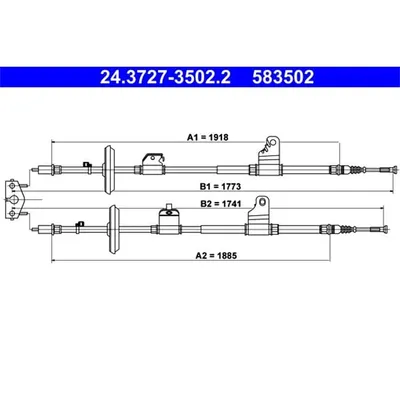 Produktbild von ATE Handbremsseil Seilzug Feststellbremse für OPEL Mokka / Mokka X (J13) Hinten 24.3727-3502.2