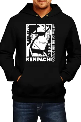 Obrázok produktu pre Pánska Mikina S Kapucňou Japan Animation Manga Anime Comics Bleach Kenpachi Zaraki Kenpachi, Man L / čierna