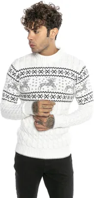 Produktbild von Red Bridge Herren Strickpullover Norweger Pullover Slim-Fit Plait Reindeer