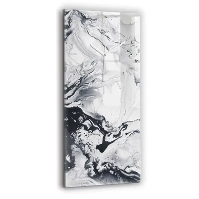 Produktbild von Wallfluent Wanduhr – Stilles Quarzuhrwerk - Uhr Dekoration Wohnzimmer Schlafzimmer Küche - Zifferblatt mit Strichen - weiße Zeiger - 30x60 cm - Abstraktionsink Marmor
