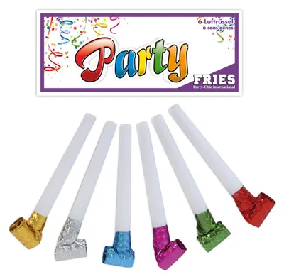 Produktbild von 6 Stück Luftrüssel Tröten Metallic Bunt Karneval Silvester Fasching Party Halloween