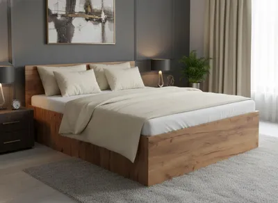 Produktbild von Komvortowy | Bett 160x200 cm | Doppelbett mit Metallrahmen | EICHE CRAFT | Matratze 16 cm H3/H4| Großer Bettkasten und Stauraum | Hochklappbar