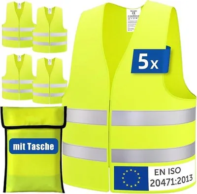 Zdjęcie produktu dla Kamizelki odblaskowe samochodowe - Fluorescencyjne - Uniwersalny rozmiar - 100% poliester - Dla dorosłych i dzieci