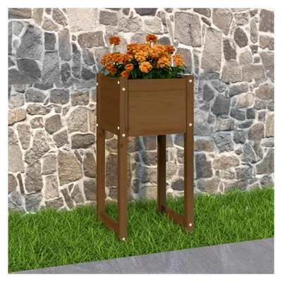 Produktbild von Pflanzkübel Honigbraun 40x40x81 cm aus Kiefernholz, Blumentopf für Garten, Terrasse und Balkon
