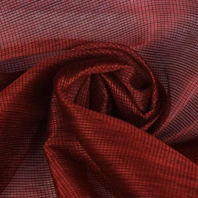 Produktbild von Gardinenstoff  Meterware Metalliclook rot schwarz Fadenstruktur halbtransparent