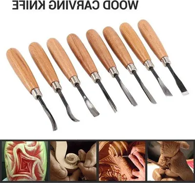 Produktbild von Famanu Holzschnitzwerkzeug Set 8-teilig - ergonomische Griffe, scharfe Klingen