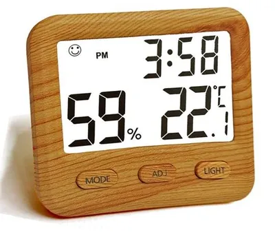 Image de Thermomètre numérique avec fonction horloge et écran rétroéclairé, idéal pour la chambre à coucher, le bureau, la maison, le garage et le sauna