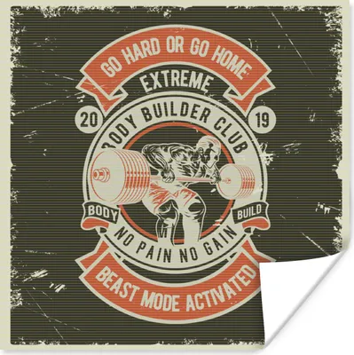 Produktbild von MuchoWow® Poster Mancave - Gewichte - Sport - Vintage 50x50 cm - Wohnzimmerdekoration