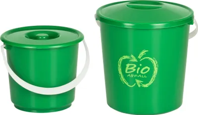 Produktbild von MiraHome Bioeimer Sets – Kleine Biomülleimer für die Küche – Komposteimer für Küche mit Deckel und Haltegriff – Mülleimer für Küchenabfälle