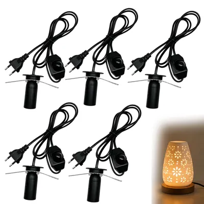 5x E14 Lampenfassung mit Kabel 1,8 m, Schalter, schwarz