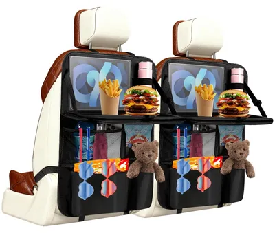 Produktbild von Autoorganizer für Kinder - 2 Stück mit Klapptisch und Rücksitzschutz