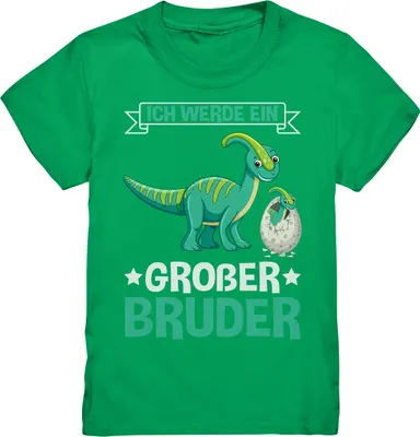 Produktbild von Dinosaurier Endlich Großer Bruder Shirt – Kelly Green / 110/116 (5-6)