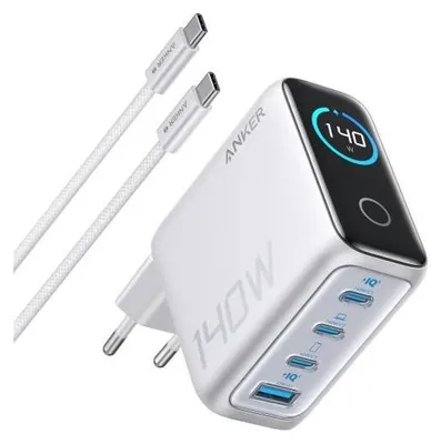Produktbild von Anker Ladegerät (140W, 4-Port, PD 3.1) mit USB-C Kabel Silber