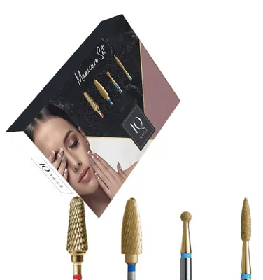 Immagine prodotto di Set di 4 frese per unghie in gel, acrilico e cuticole - Set Gold Mini