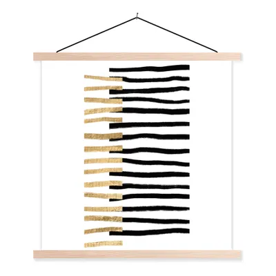 Produktbild von MuchoWow® Textilposter Linie - Gold - Gestaltung 60x60 cm mit holzfarbenen Rahmen - Wanddekoration
