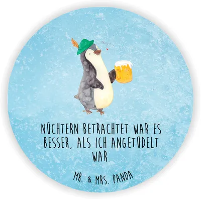 Produktbild von Mr. & Mrs. Panda magnet Pinguin Bier - Eisblau - Geschenk, whiteboardmagnet, , Beschwippst, Feierabend, Kühlschrankmagnet, Angetüdelt, Kühlschrank, für