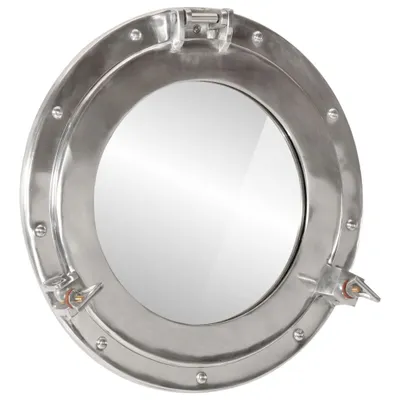 Image de Miroir en forme de hublot mural Ø38 cm aluminium et verre