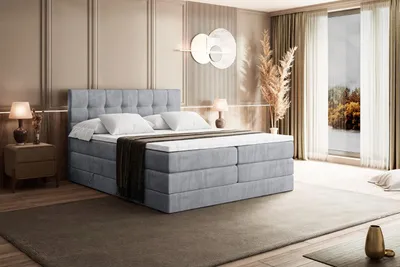 Produktbild von ALTDECOR Boxspringbett mit Matratze und Lattenrost - BERO KING 180x200 cm - Grau Monolith 84 - Topper, Polsterbett mit Bettkasten, Bett mit Stauraum H3 - und H4 - Matratze, Doppelbett, Springboxbett