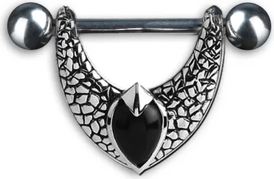 Produktbild von KoolKatana Brustpiercing Nippel Schild Barbell mit Anhänger Chirurgenstahl 316 L teilweise geschwärzt Z163.D2