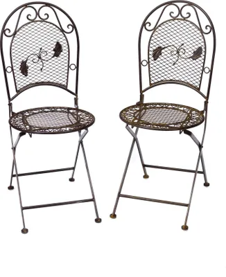 Produktbild von 2x Gartenstuhl je 9kg Schmiedeeisen Stuhl Klappstuhl antik Stil braun
