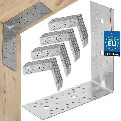 Produktbild von KOTARBAU® 50er Set Winkelverbinder Regalwinkel 200x200x80mm Schwerlastwinkel Anschlagwinkel Verstärkter Metallwinkel Bauverbinder Verzinkter Stahl