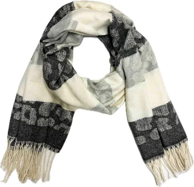 Imagen del producto de Bufanda de punto, estampado de leopardo, 200 cm, ideal para los meses de frío