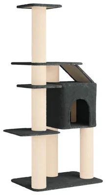 Obrázek produktu pro vidaXL Škrabadlo pro kočky se sisalovými sloupky, tmavě šedé, 183 cm