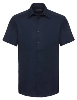 Image de Russell Collection - Chemise pour homme, style Oxford, coupe ajustée sur mesure, manches courtes LT4313 (4XL) (Bleu roi clair)