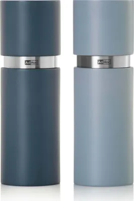 Produktbild von AdHoc MP430 Set Salzmühle und Pfeffermühle Textura 15 cm | Edelstahl, Buche lackiert | Farbe: Dark Blue & Light Blue