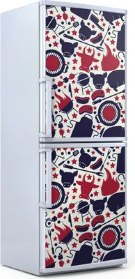 Produktbild von Kühlschrankdekoration  60x180 cm  Aufkleber auf dem Kühlschrank - Barbecue Grill Fleisch Steak