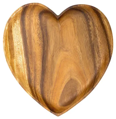 Immagine prodotto di Ciotola in legno di acacia, diametro 20 cm, con decorazione a forma di cuore, ideale come contenitore per snack e come elemento decorativo per la tavola
