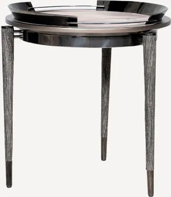 Produktbild von Casa Padrino Luxus 3-Bein Beistelltisch Grau / Schwarz / Bronze Ø 53 x H. 55,16 cm - Runder Wohnzimmer Beistelltisch - Hotel Tisch - Wohnzimmer Möbel - Hotel Möbel - Luxus Qualität