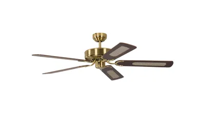 Produktbild von Deckenventilator Potkuri Messing seidenmatt / Walnuss 132 cm mit Zugkette