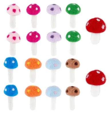 Image de Elzusha - Ensemble de 18 champignons en feutre, dans 9 couleurs, pour des décorations créatives